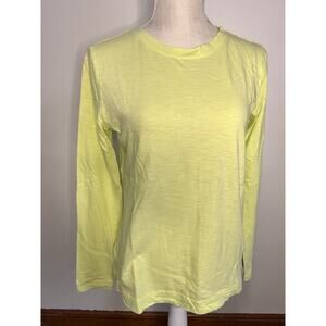 Loft Women's Tee Top Long Sleeve Highlighter Yellow Heather Size S Loose Fit